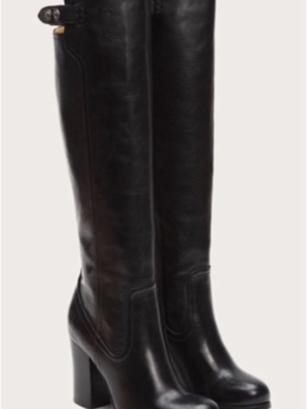 Frye Black Leather over knee High Block Heel Boots